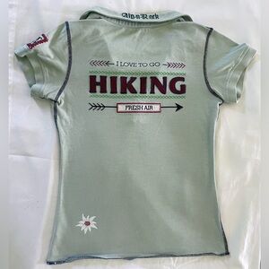 Apl N Rock I love to go hiking t-shirt. Mint green. Size 1.